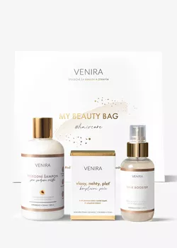 VENIRA beauty bag - kapsle pro vlasy (80 kapslí), šampon pro podporu růstu vlasů (300 ml), vlasové sérum hair booster (100 ml)